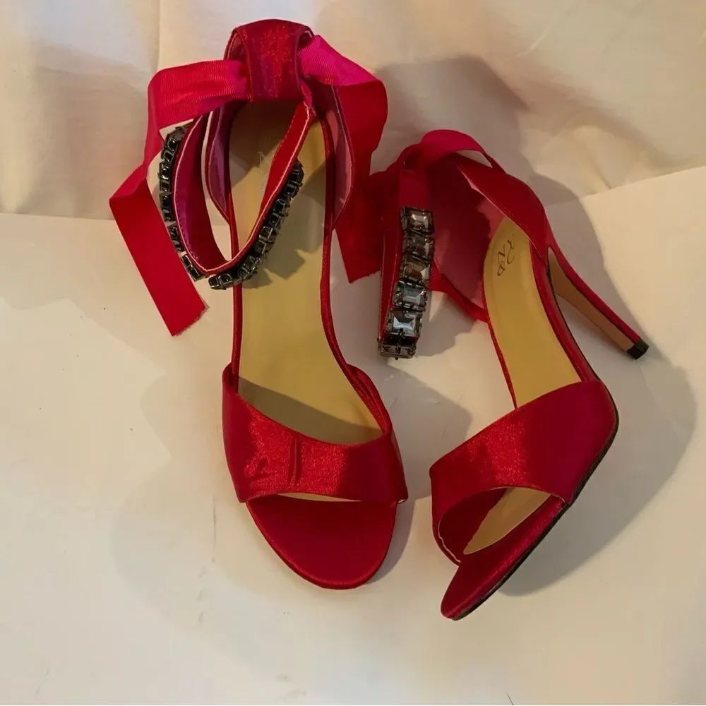 New York and company red Jewel Heels sandals size 7